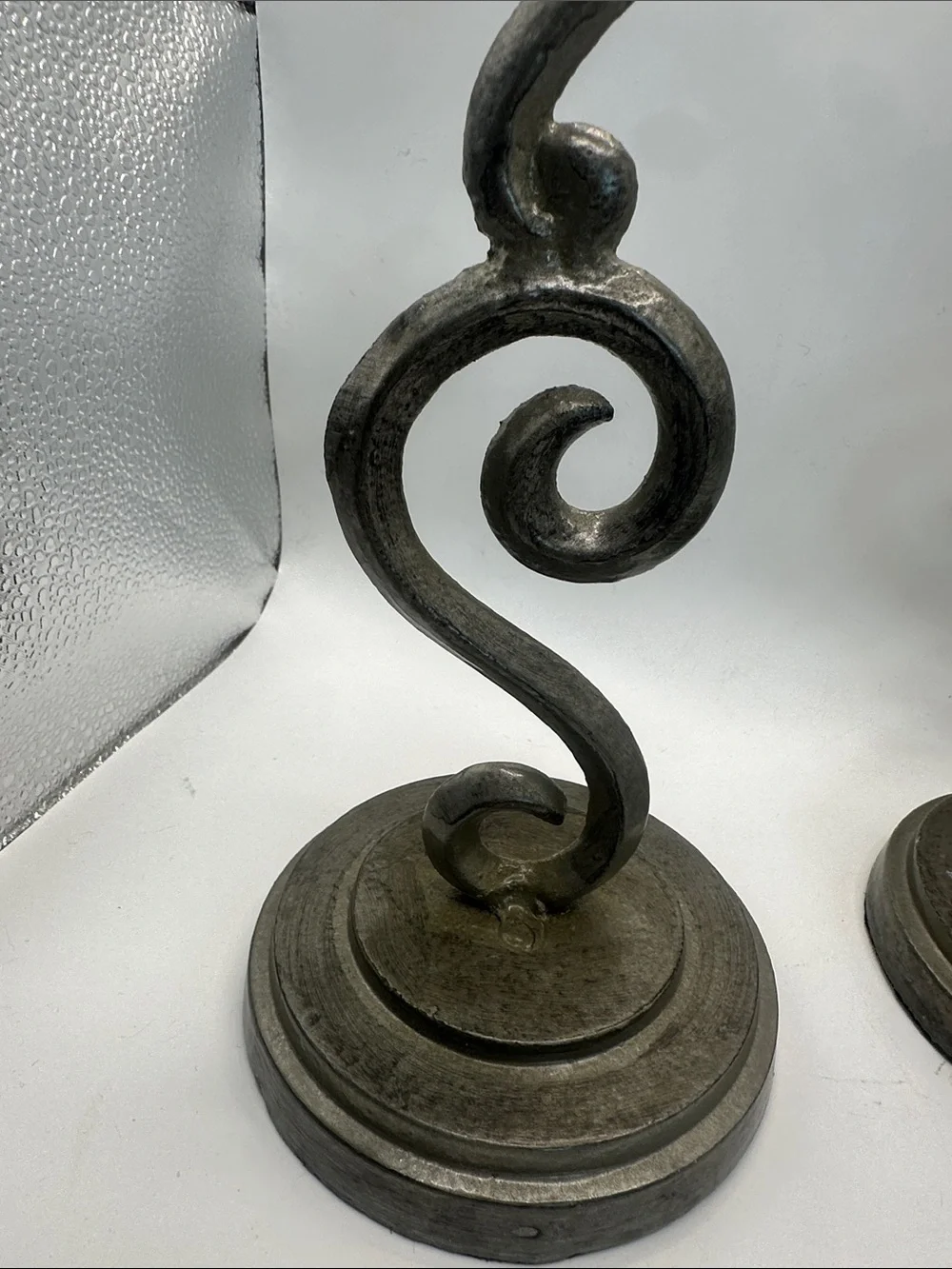 Metal Starfish Scroll Candle Holders - silver 13” tall